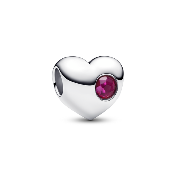 Engravable True Red Stone Heart Charm