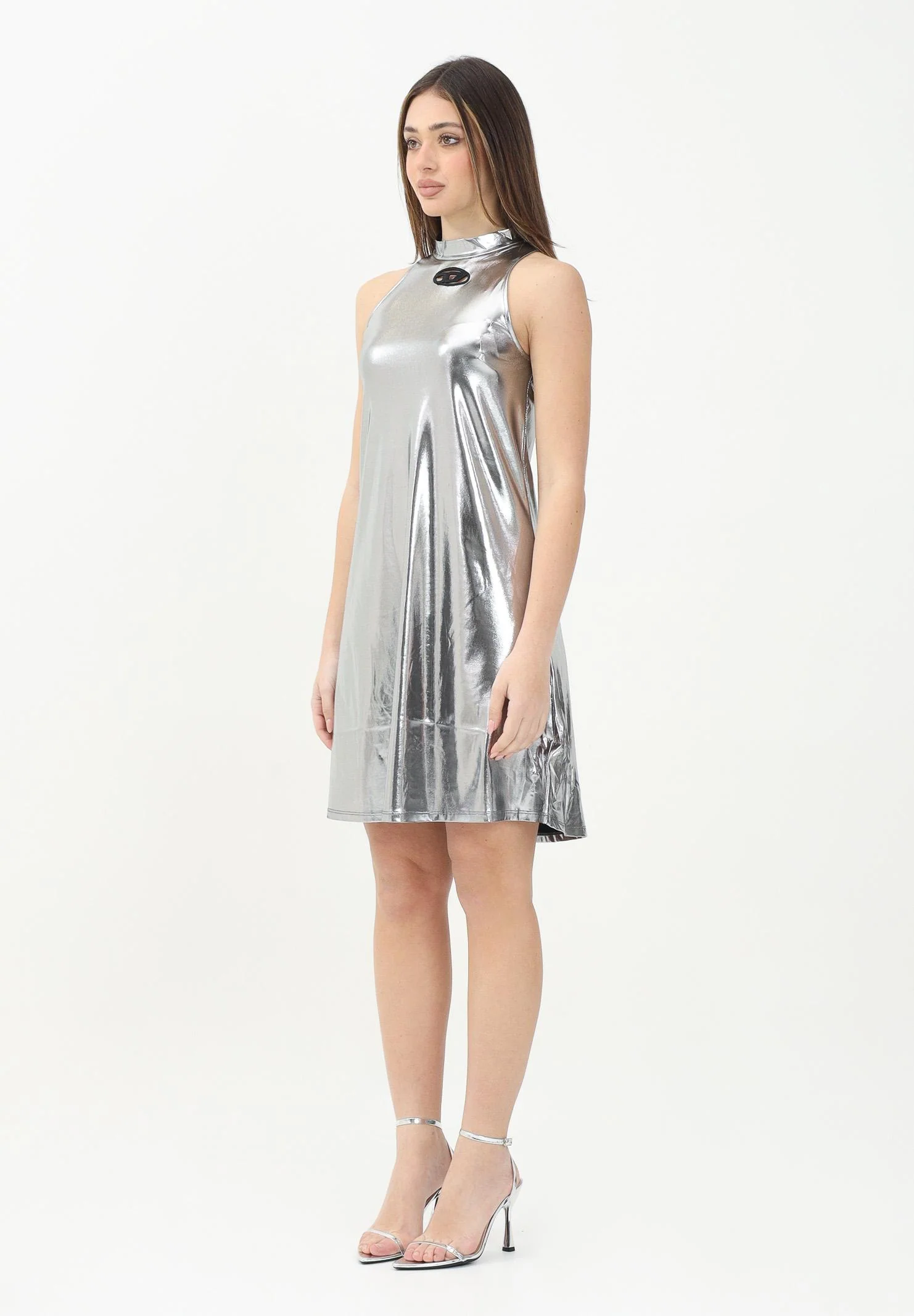 Image of DIESEL Abito corto Dstrol argento per donna e ragazza