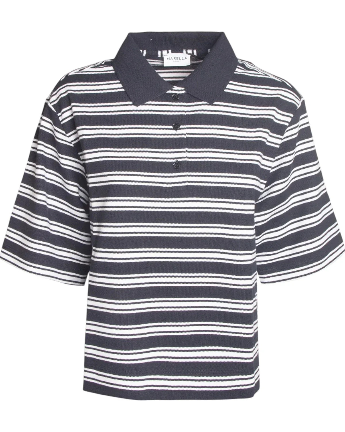 Image of Polo Oversize in Cotone con Righe Orizzontali