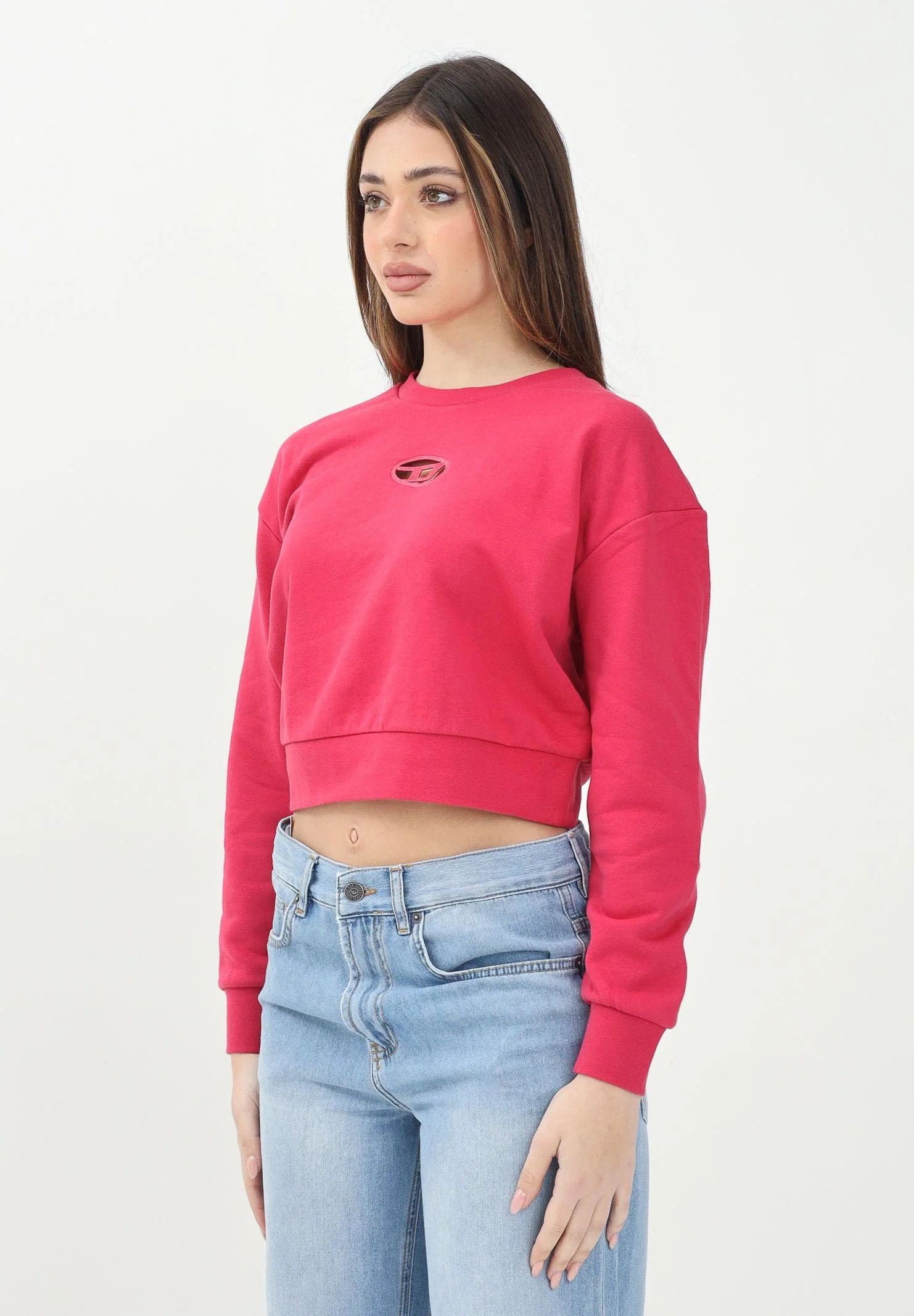 Image of DIESEL Felpa girocollo Straslium rosso fragola per donna, ragazze e bambine