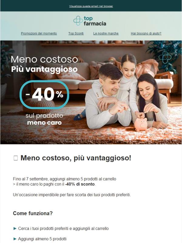 🛒 Meno costoso, più vantaggioso: -40% subito!