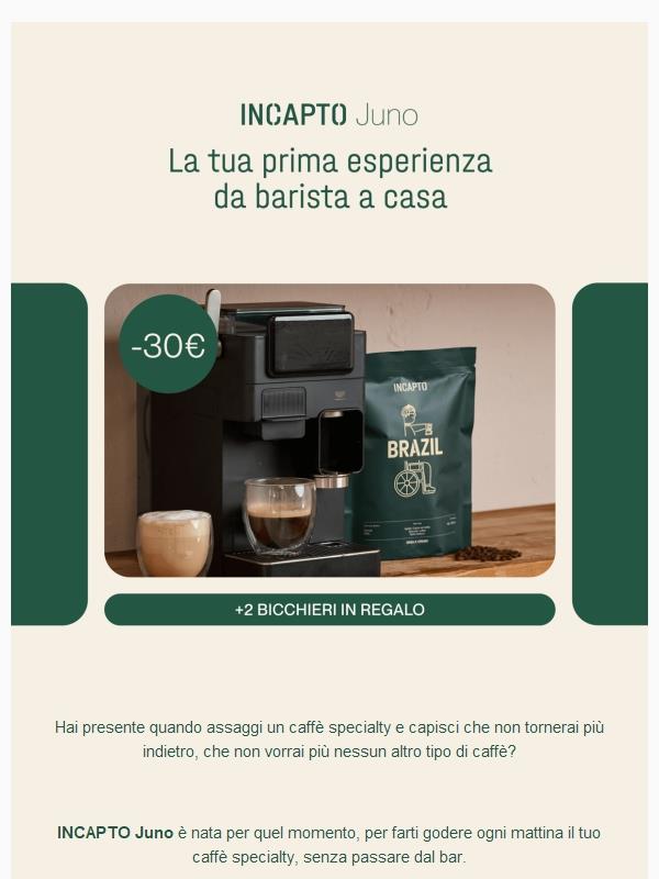 Scopri INCAPTO Juno, la nostra nuova macchina da caffè semiautomatica ✨