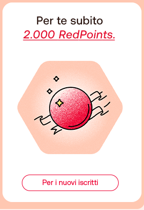 “Visual illustrato con RedPoint stilizzato. Testo: 'Per te subito 2.000 RedPoints'. Pulsante: 'Per i nuovi iscritti'.”