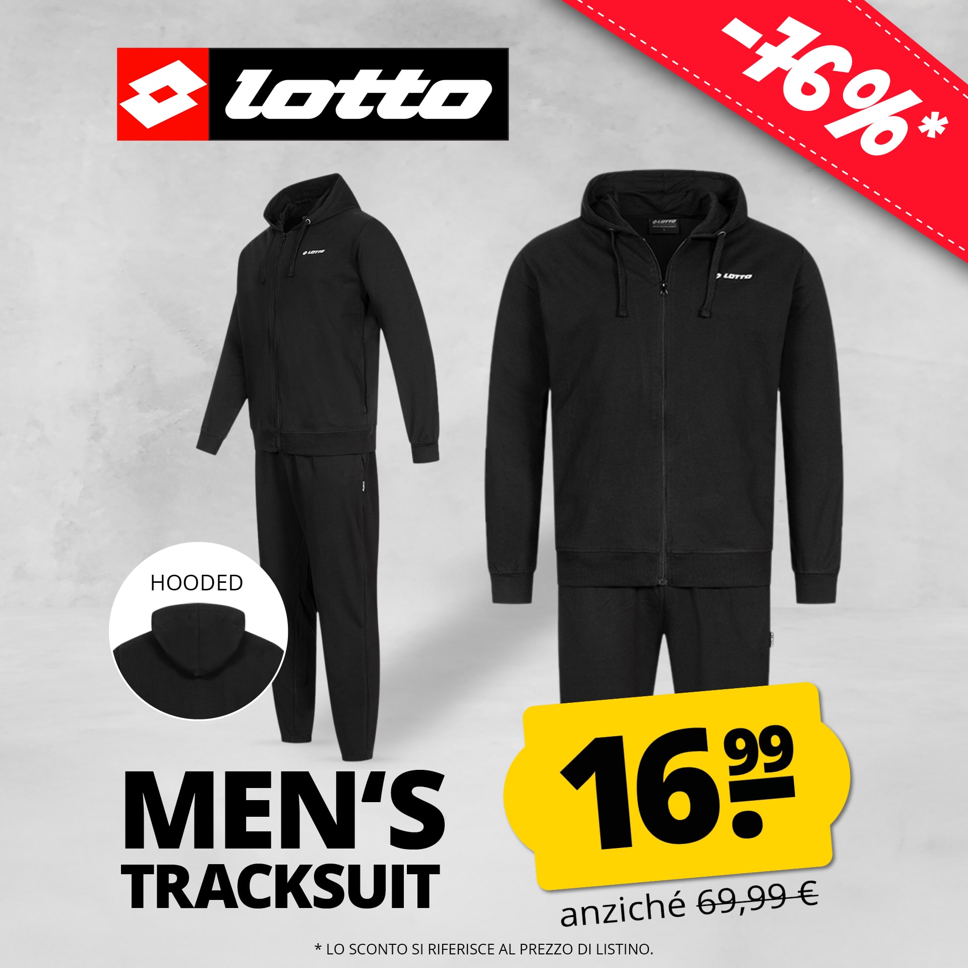Lotto classic uomo tuta con cappuccio