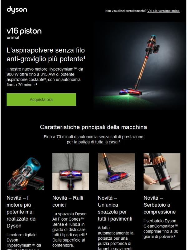 Ecco il nuovo aspirapolvere senza filo Dyson V16 Piston Animal™