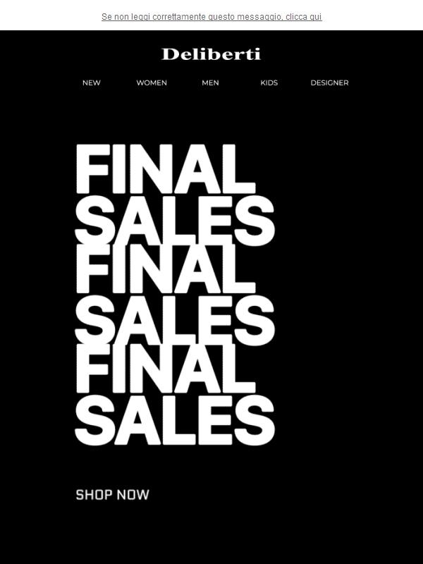 FINAL SALES: Fino al -70% di sconto sulla collezione SS25