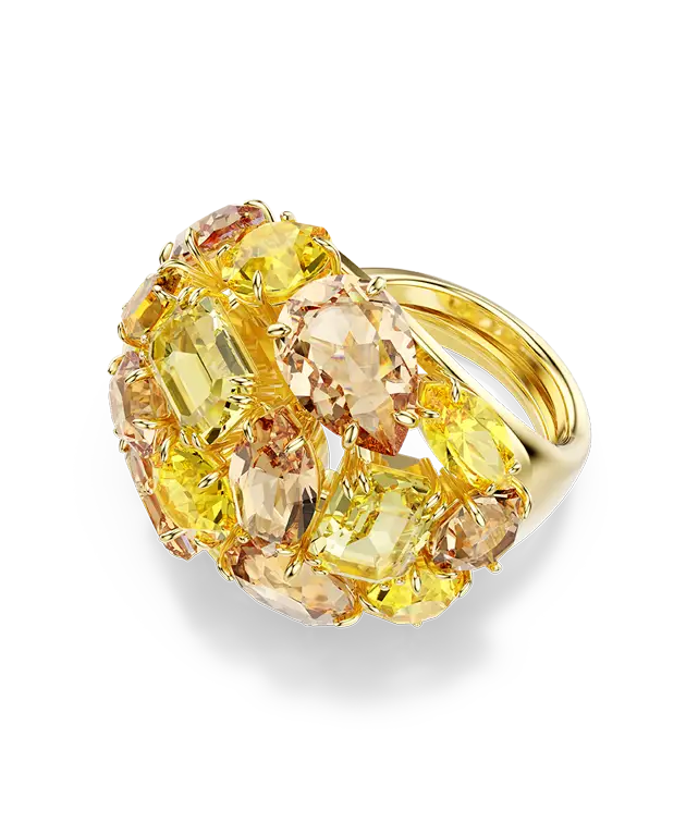 Anello cocktail Gema, Taglio misto, Giallo, Placcato color oro