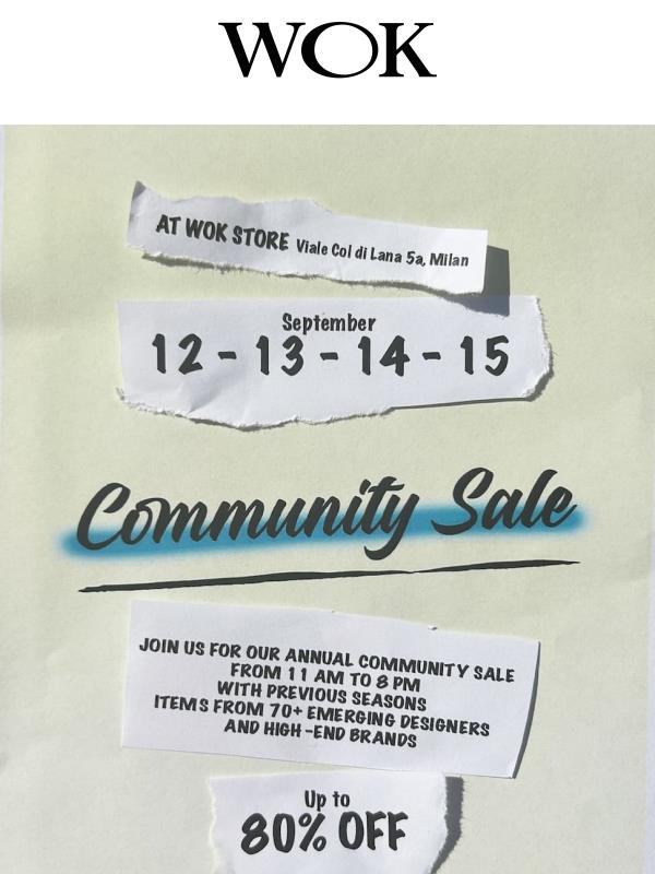 Join us for our annual Community Sale!
