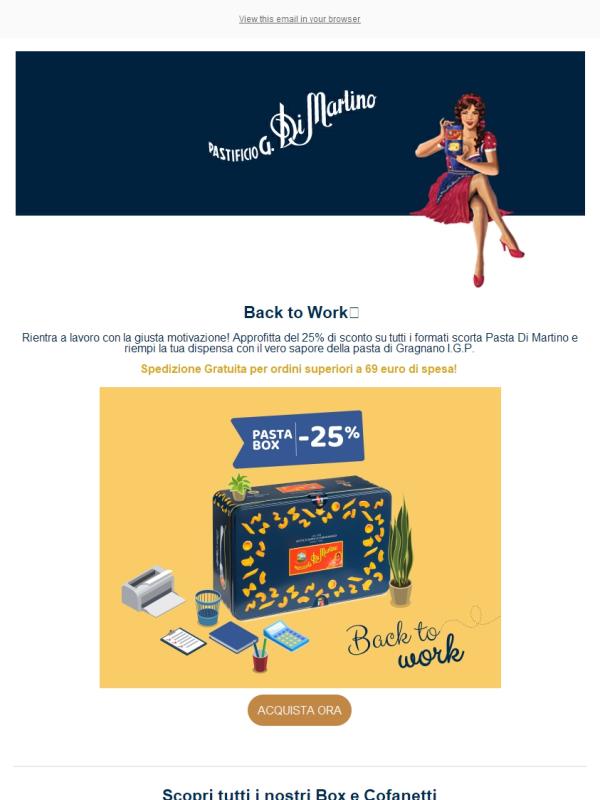 Back to Work 🍝 Formati scorta al -25%