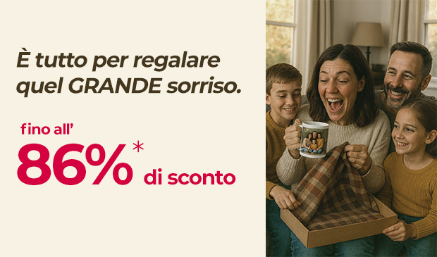 Fino all'86%* di sconto su Foto Regali!