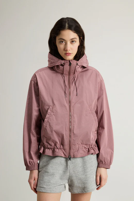Giacca in Tessuto Ripstop / Rosa