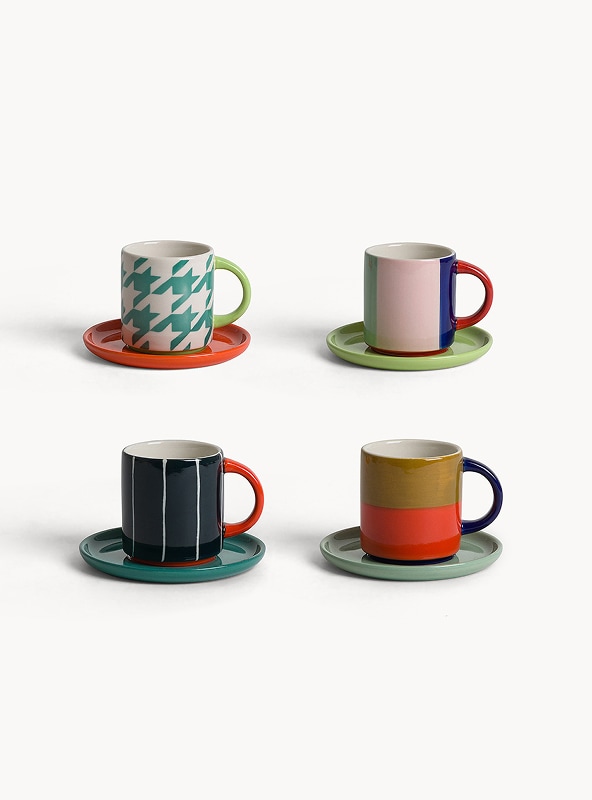 Tazze caffè in ceramica motivi astratti
