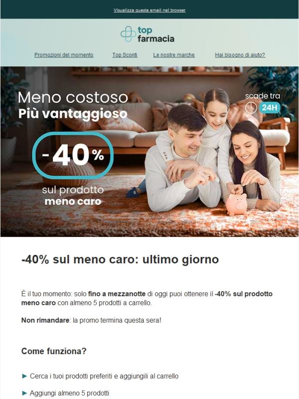 ⚠️ Scade a mezzanotte: -40% sul meno caro