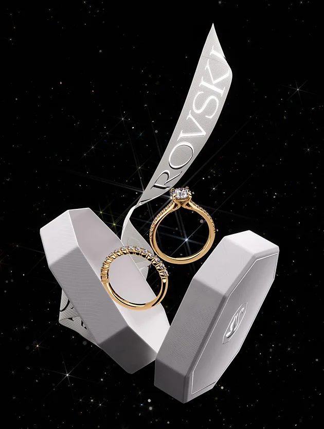 Anelli Swarovski Created Diamonds con confezione regalo e nastro