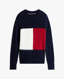 Pullover relaxed fit con alpaca e bandiera