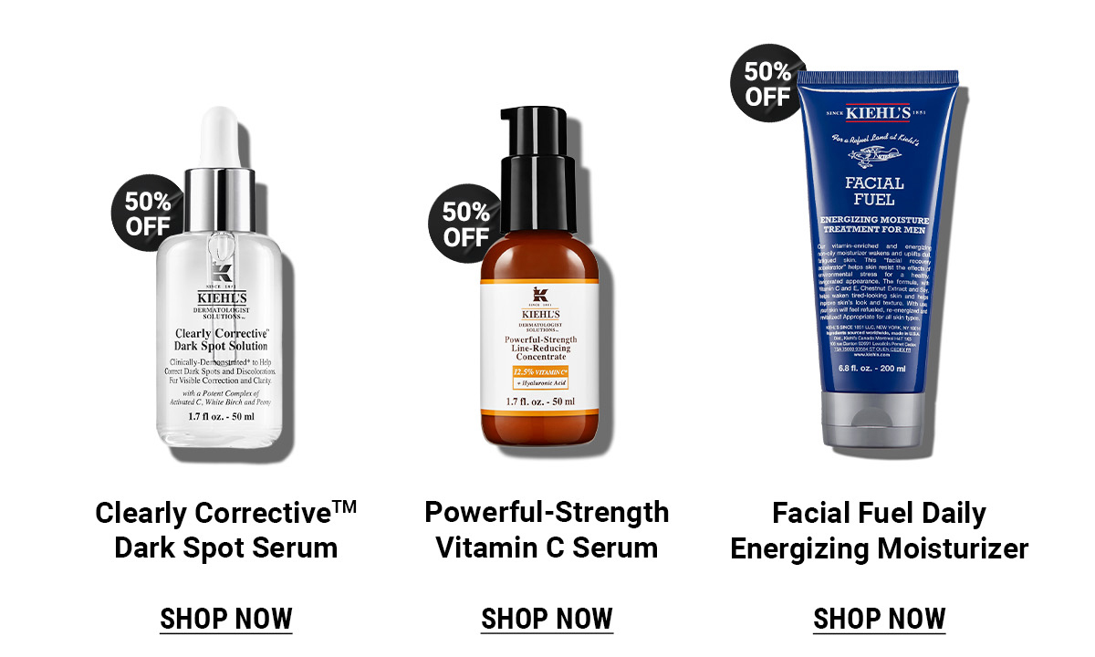 Clearly Corrective Dark Spot Serum and Powerful Strength Vitamin C Serum and Facial Fuel Daily Energizing Moisturizer