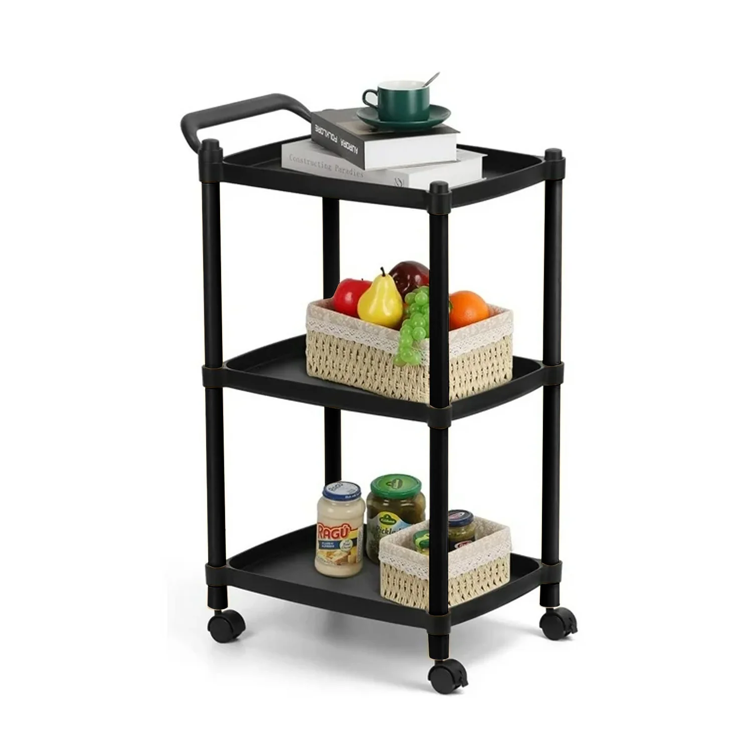 Image of 🛒 Carrello Salvaspazio con 3 Ripiani