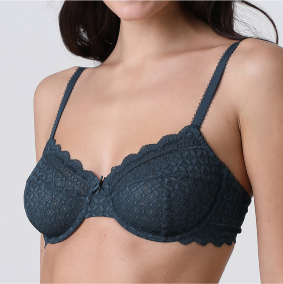 focus reggiseno indossato Graphic Lace ottanio