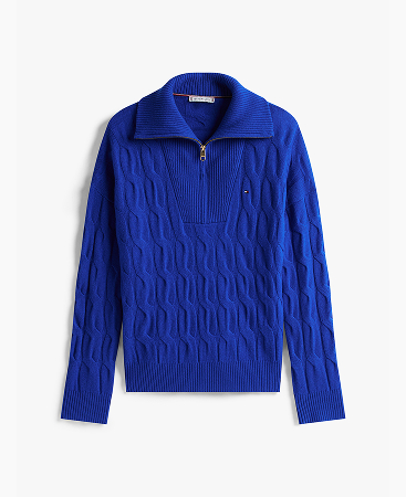 Pullover in morbida lana con mezza zip