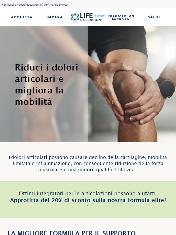 Allevia le articolazioni. Aumenta la mobilità.