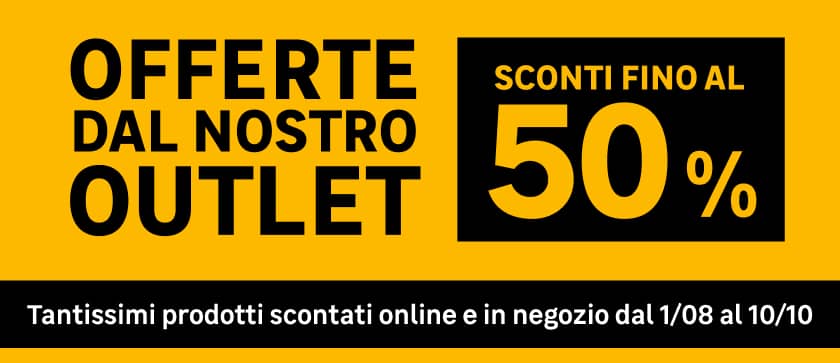 sconti al 50% con le offerte outlet dall'1 agosto al 10 ottobre