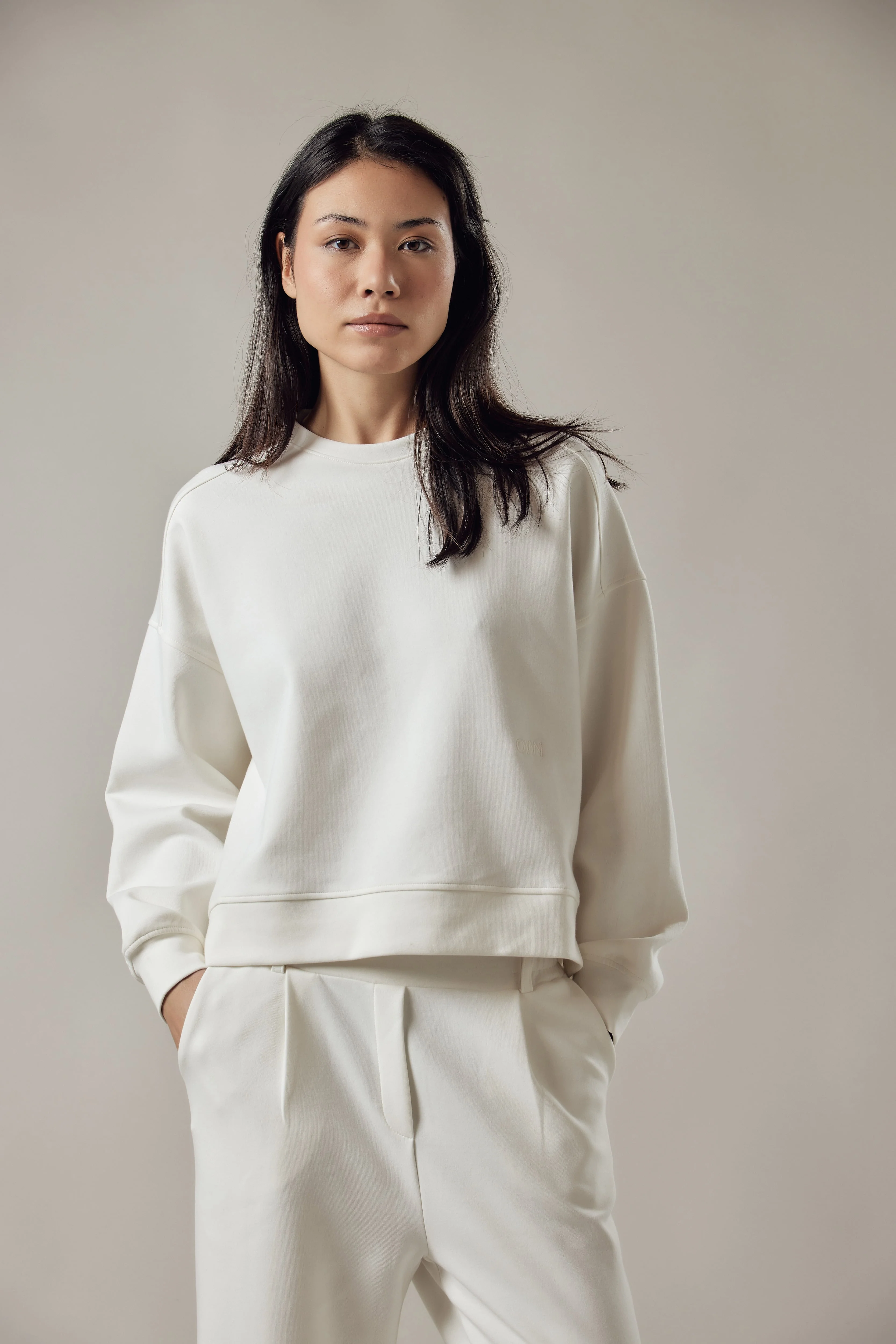 Image of Felpa Girocollo Loose Fit in Interlock