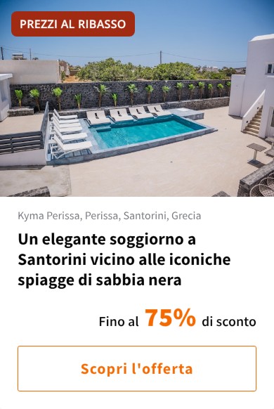 Un elegante soggiorno a Santorini vicino alle iconiche spiagge di sabbia nera