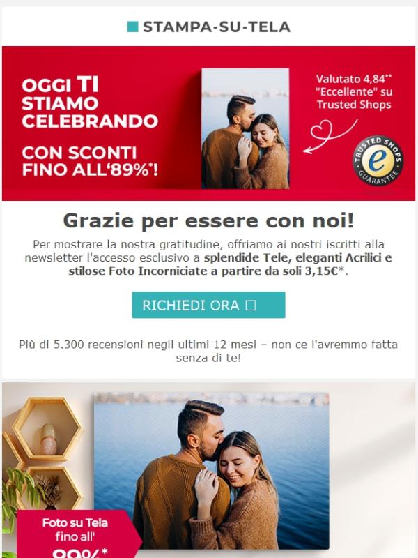 Stiamo dicendo "Grazie!" con sconti fantastici su Decorazioni da Parete!