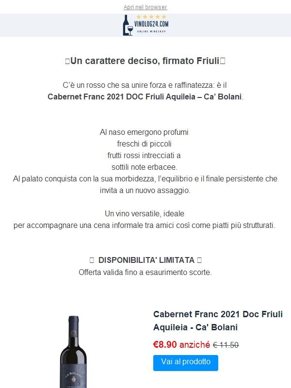 💯 BEST PRICE 💯Cabernet Franc Ca’ Bolani: un rosso che parla di eleganza🍷