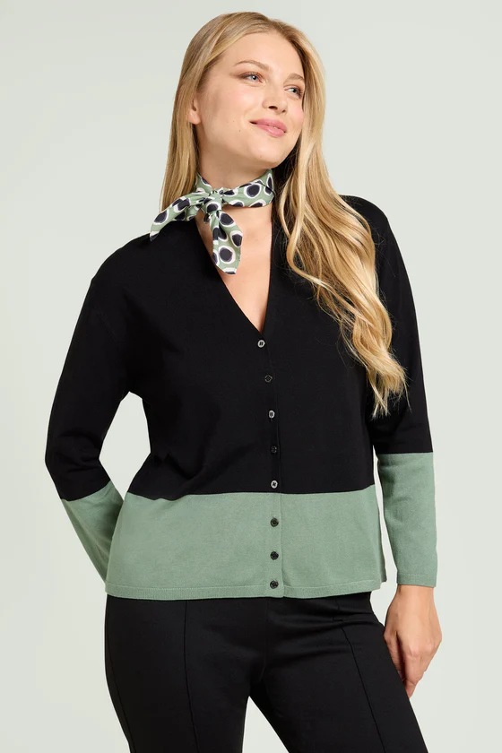 CARDIGAN COLOR BLOCK IN VISCOSA COMFORT