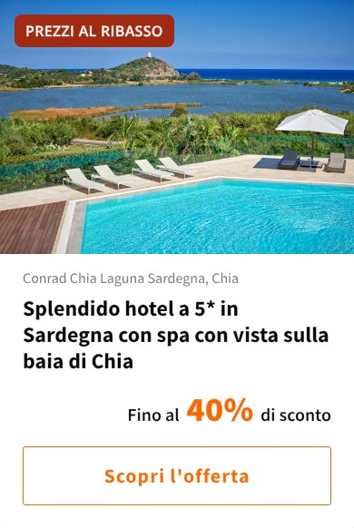 Splendido hotel a 5* in Sardegna con spa con vista sulla baia di Chia