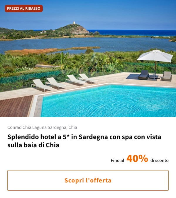 Splendido hotel a 5* in Sardegna con spa con vista sulla baia di Chia