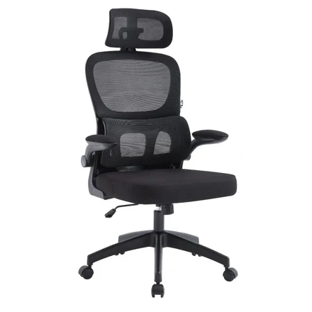 Sedia da Ufficio Ergonomica con Braccioli Pieghevoli, Poggiatesta e Supporto Lombare