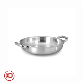 Alu-Inox 3-ply Tegame Basso Induzione Con Due Maniglie In AluInox Satinato - 28 cm