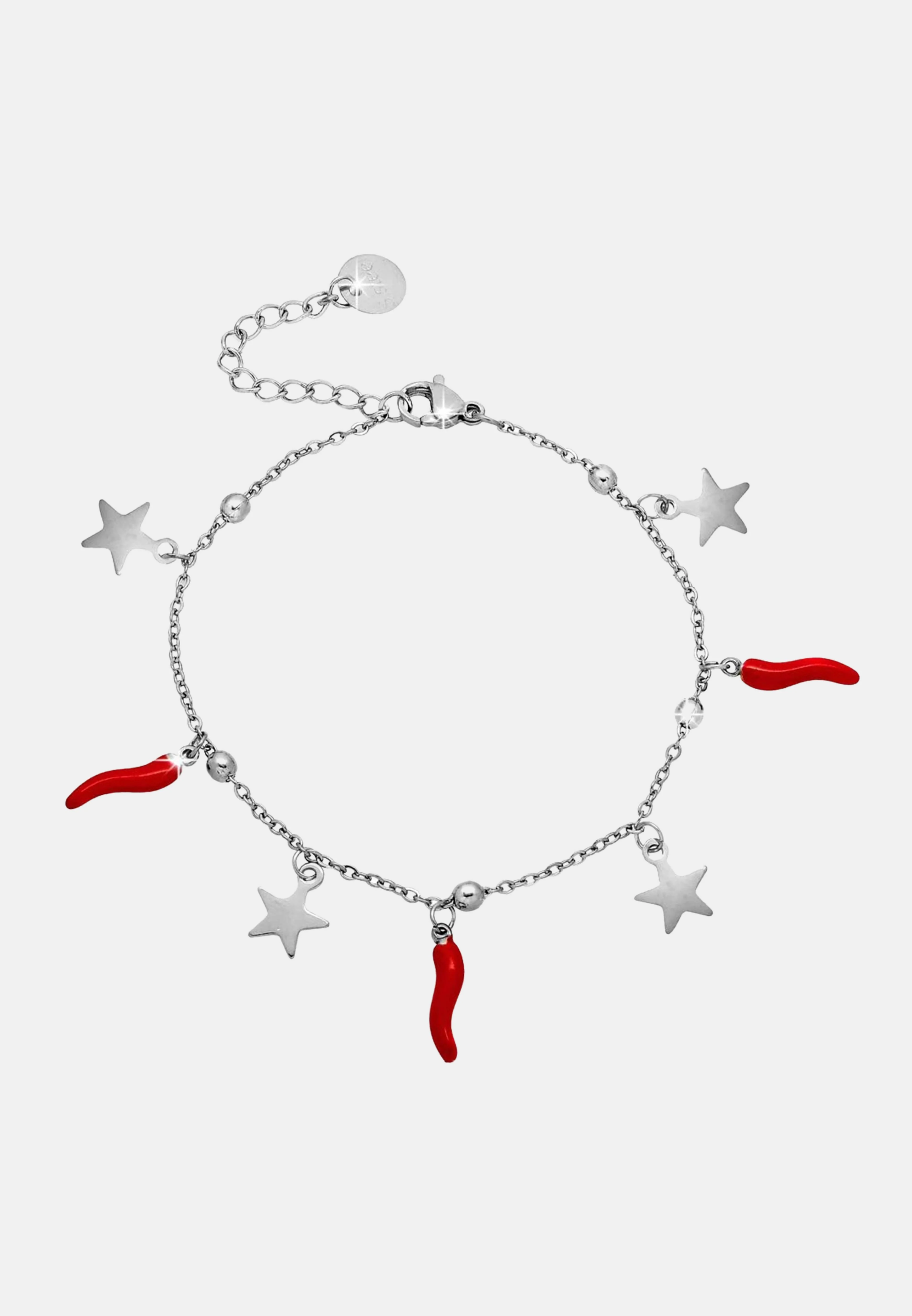 Image of Bracciale portafortuna cornetti e stelline