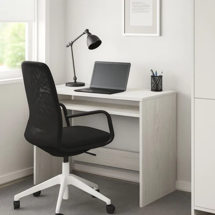 Scrivania Pc per Ufficio e Cameretta, Tavolo Computer 2 Ripiani - Bianco 79x43x78 cm