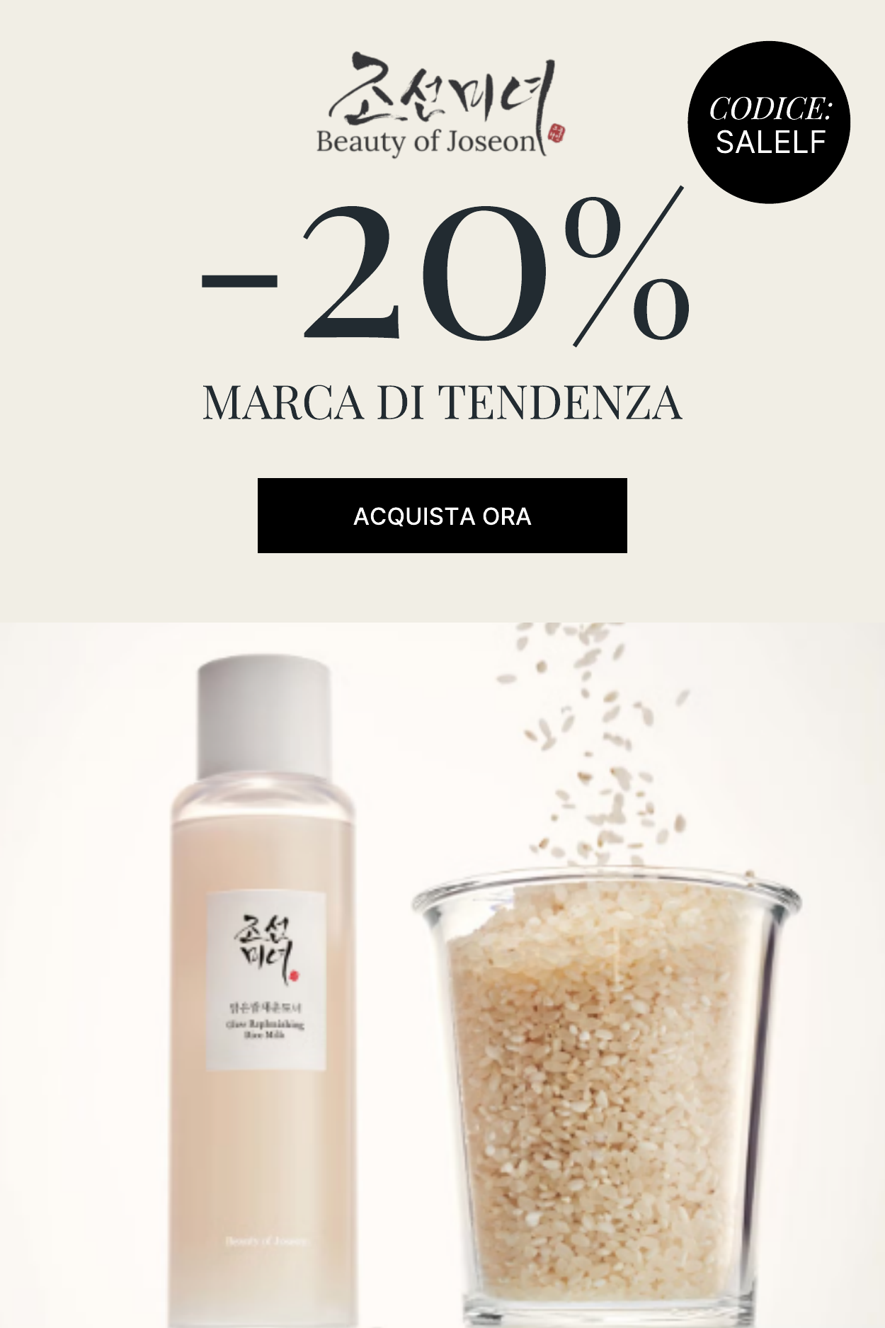 20 per cento di sconto su beauty of joseon