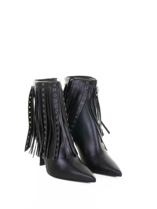 Stivaletto nero con frange