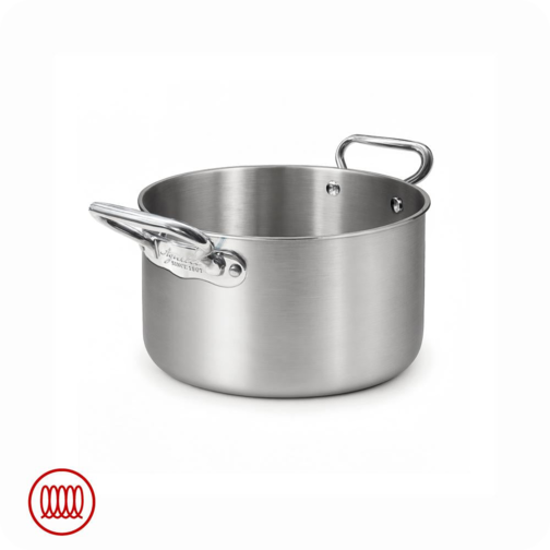 Alu-Inox 3-ply Casseruola Alta Induzione Con Due Maniglie In AluInox Satinato - 24 cm