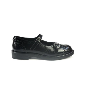 Ballerine Bruno Premi con Cinturini Monogramma e Borchie in Pelle Nero