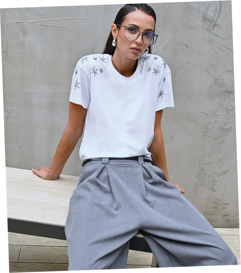 T-Shirt Bianca Strass