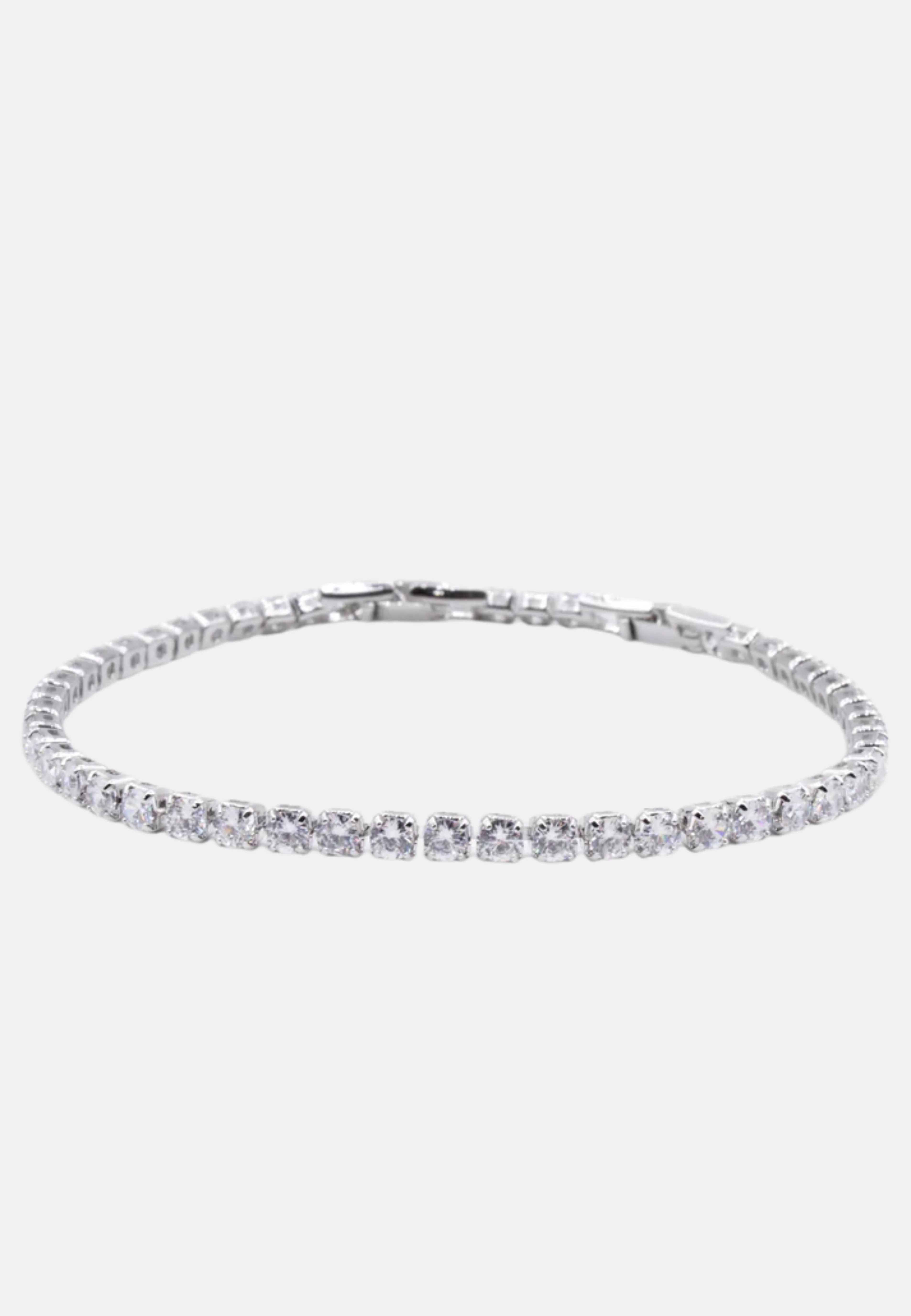 Image of Bracciale tennis con cristalli bianchi 2mm
