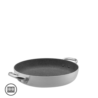 SharkSkin Tegame Basso In Alluminio Antiaderente Induzione Con 2 Maniglie Acciaio Inox - 24 cm