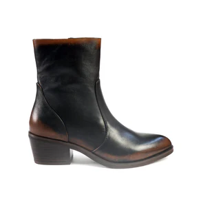 Stivaletti Bruno Premi con Tacco Tex in Pelle Nero Cuoio