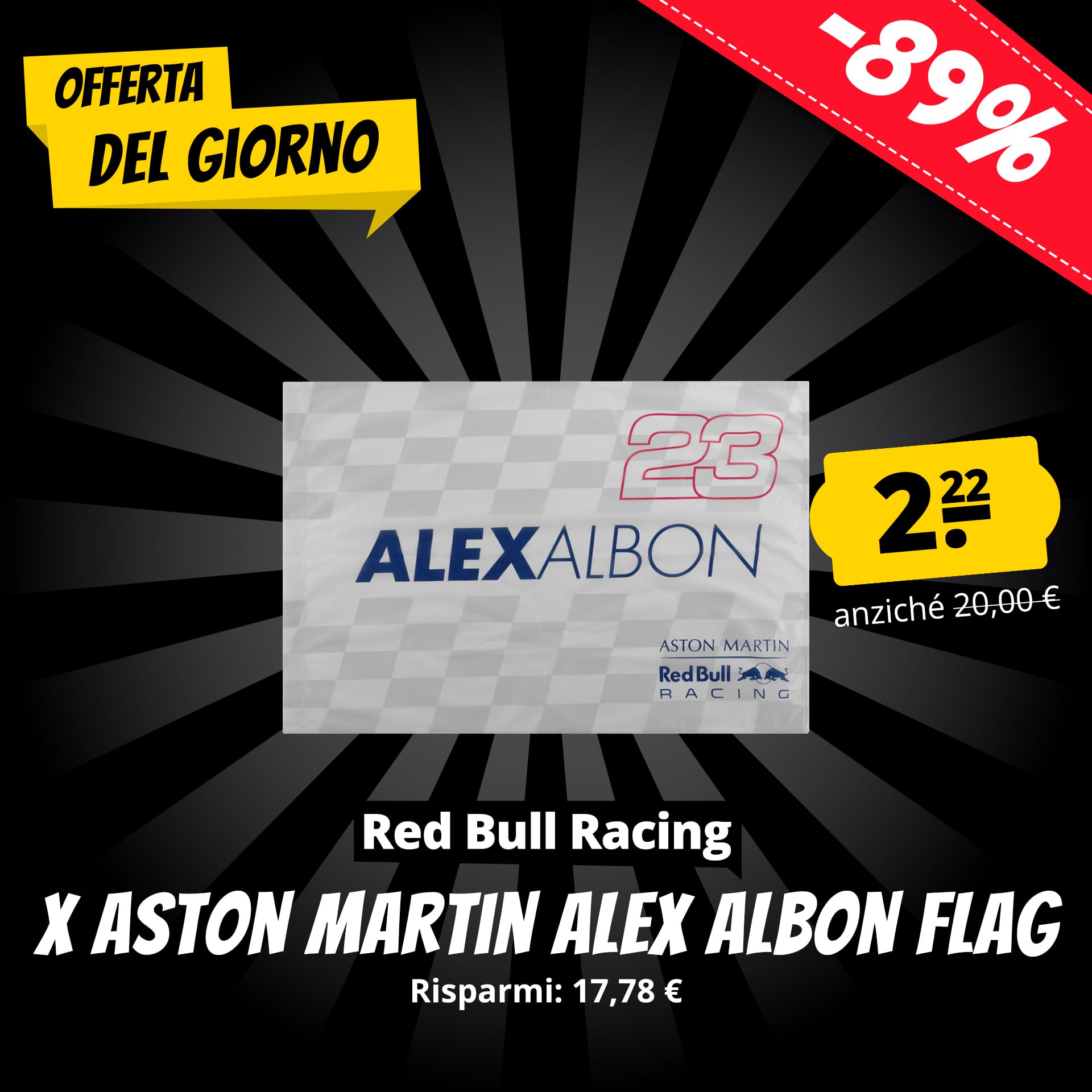 red bull racing x aston martin alex albon bandiera