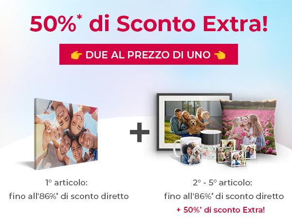 Offerta a tempo limitato: Risparmia il 50%* dal 2° al 5° articolo—acquista subito e massimizza i tuoi risparmi!