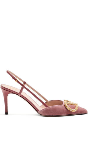 VLogo Signature velvet slingback pumps