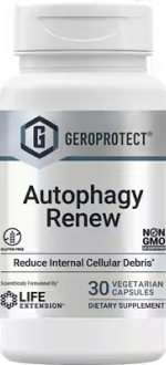 alt="Flacone di integratore alimentare Geroprotect Autophagy Renew di Life Extension, formulato per aiutare a ridurre i detriti cellulari interni.»