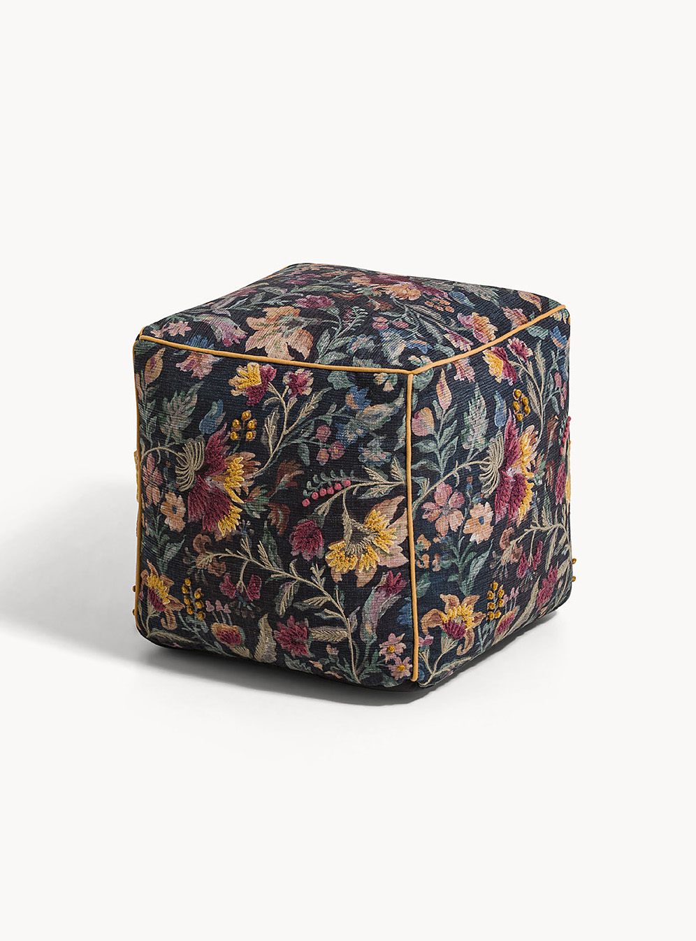 Pouf in velluto stampa floreale