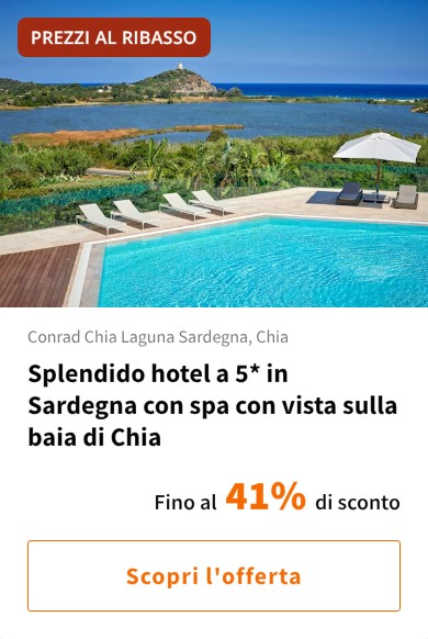 Splendido hotel a 5* in Sardegna con spa con vista sulla baia di Chia